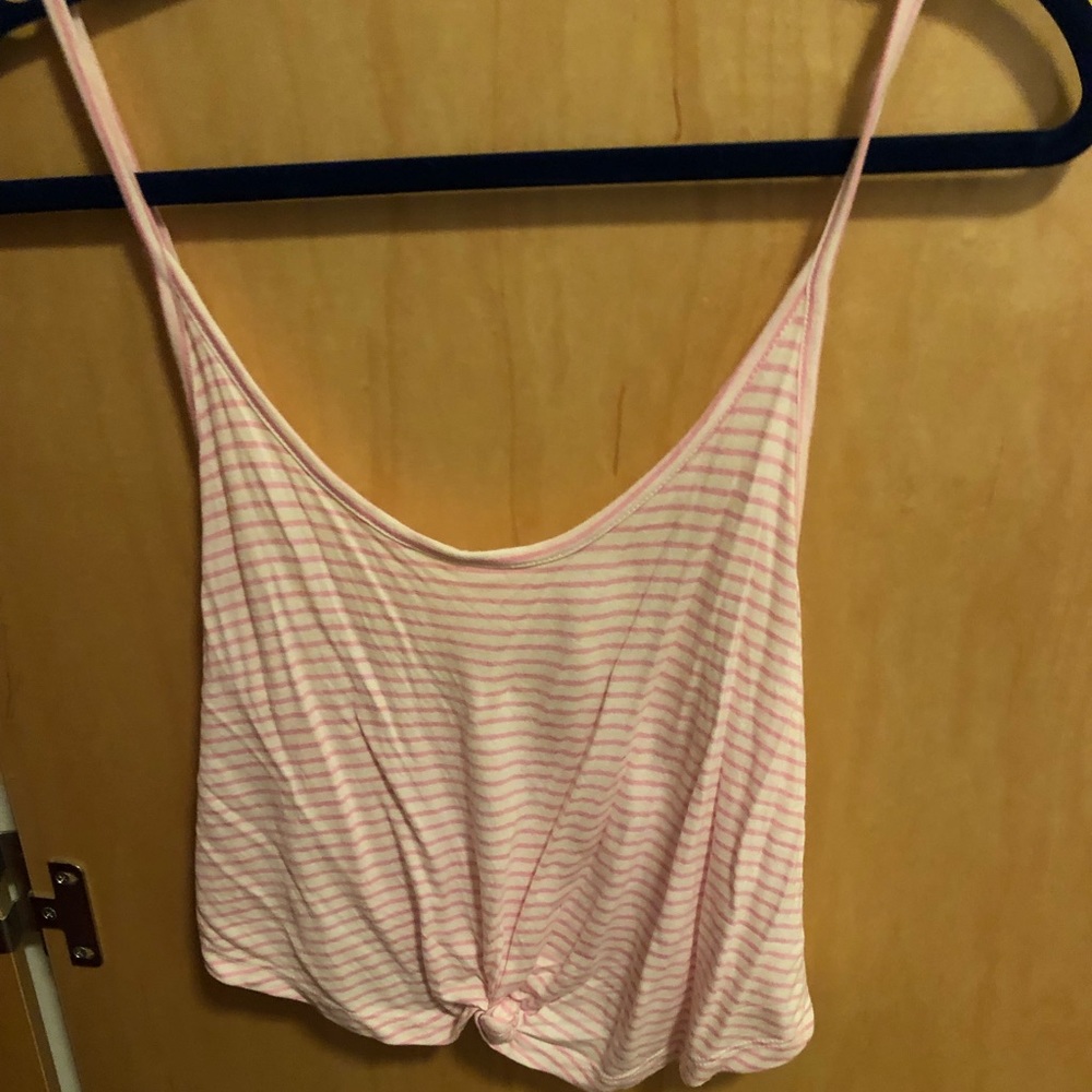 Striped pink and white tank